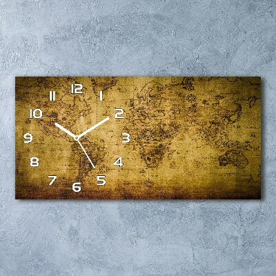 Horloge rectangulaire horizontale Ancienne carte du monde