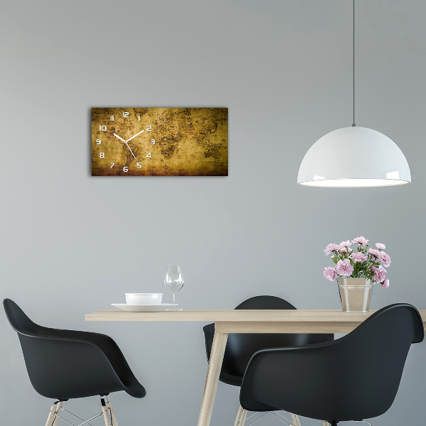 Horloge rectangulaire horizontale Ancienne carte du monde