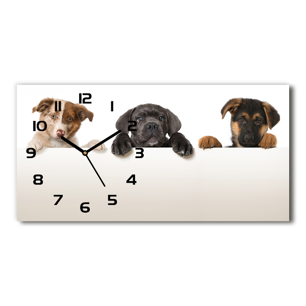 Horloge horizontale en verre Trois chiots