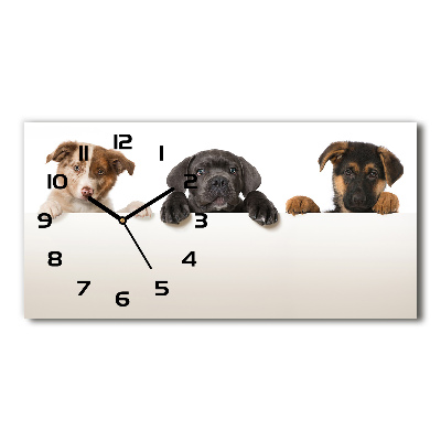Horloge horizontale en verre Trois chiots