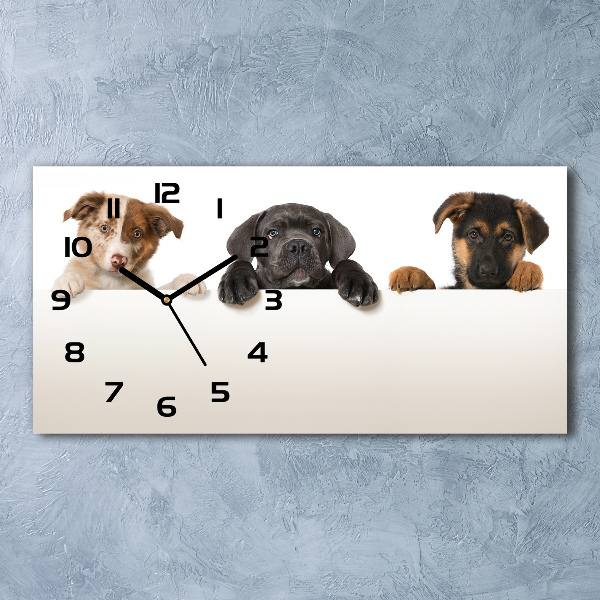 Horloge horizontale en verre Trois chiots