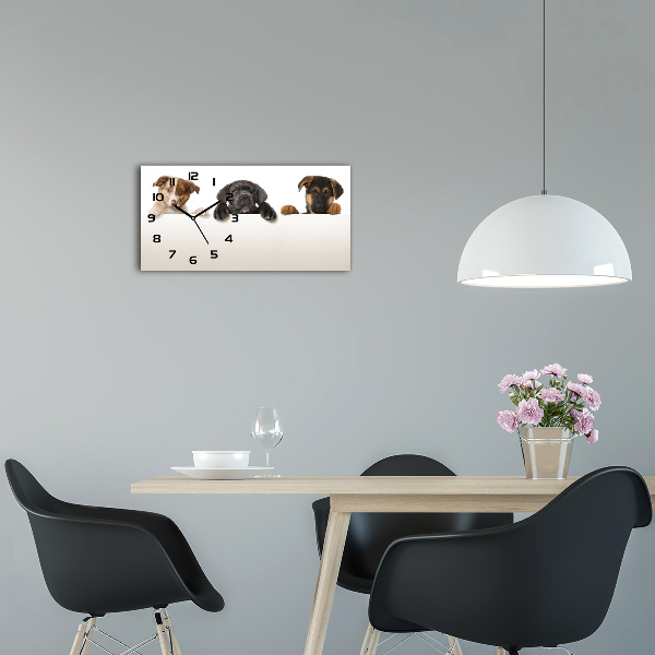 Horloge horizontale en verre Trois chiots