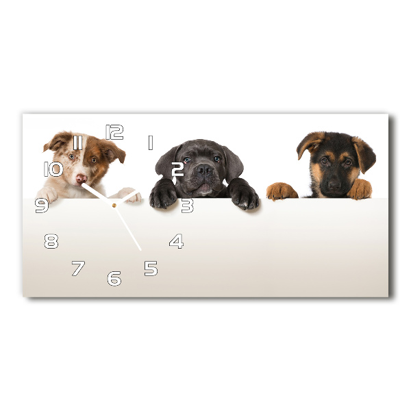 Horloge horizontale en verre Trois chiots