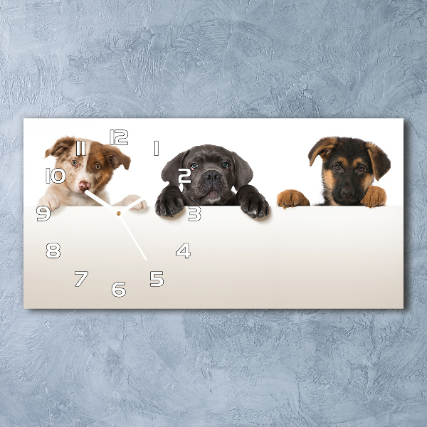 Horloge horizontale en verre Trois chiots