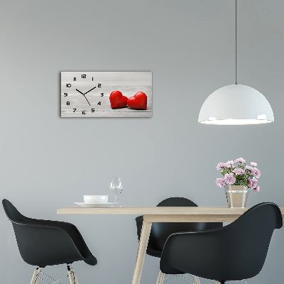 Horloge horizontale Coeurs sur bois