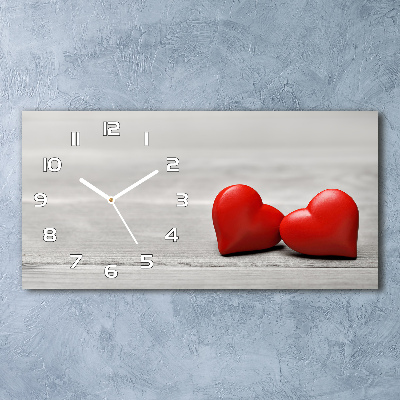 Horloge horizontale Coeurs sur bois