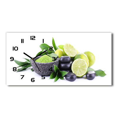 Horloge rectangulaire horizontale Citrons verts et noyaux