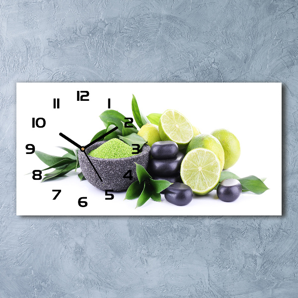 Horloge rectangulaire horizontale Citrons verts et noyaux