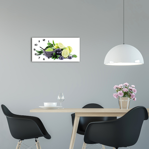 Horloge rectangulaire horizontale Citrons verts et noyaux