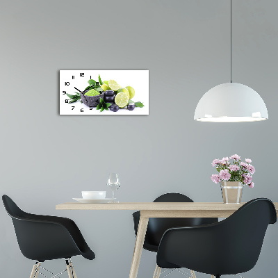 Horloge rectangulaire horizontale Citrons verts et noyaux