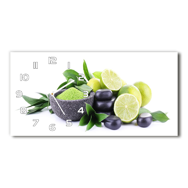 Horloge rectangulaire horizontale Citrons verts et noyaux