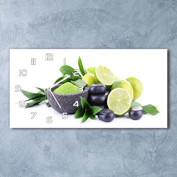 Horloge rectangulaire horizontale Citrons verts et noyaux