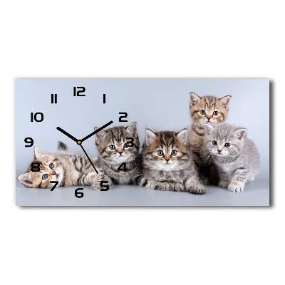 Horloge murale horizontale Cinq chats