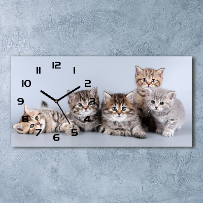 Horloge murale horizontale Cinq chats