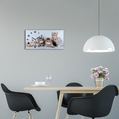 Horloge murale horizontale Cinq chats