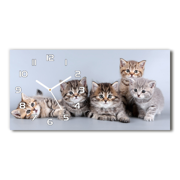Horloge murale horizontale Cinq chats