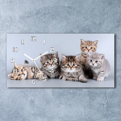 Horloge murale horizontale Cinq chats