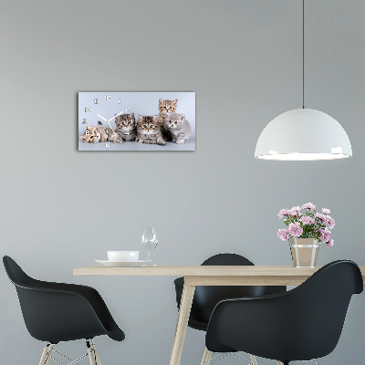 Horloge murale horizontale Cinq chats