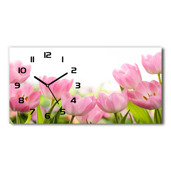 Horloge murale horizontale Tulipes roses