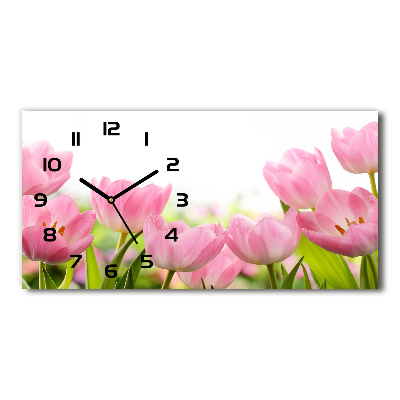 Horloge murale horizontale Tulipes roses