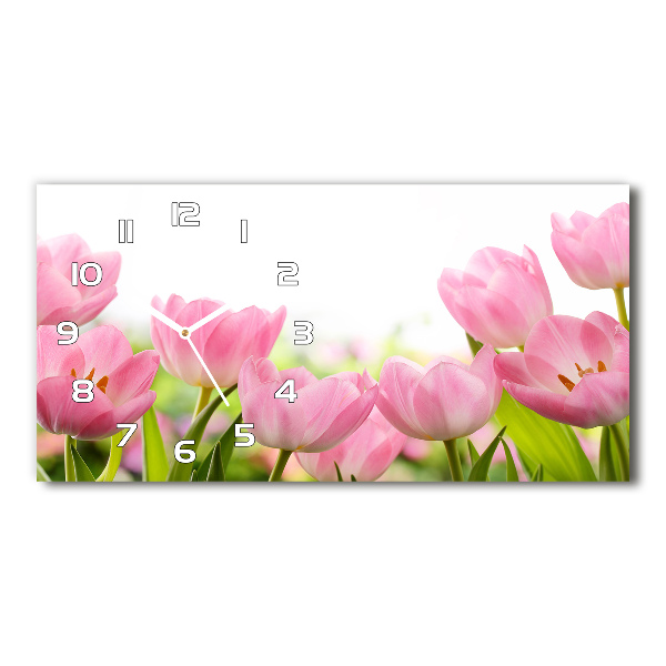 Horloge murale horizontale Tulipes roses