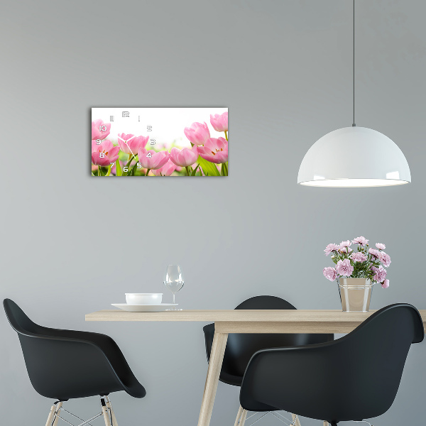 Horloge murale horizontale Tulipes roses