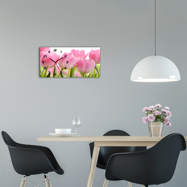 Horloge horizontale Tulipes roses