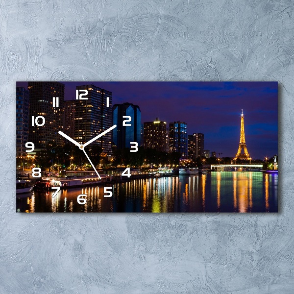 Horloge murale horizontale Paris de nuit