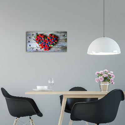 Horloge horizontale en verre Coeurs de fruits