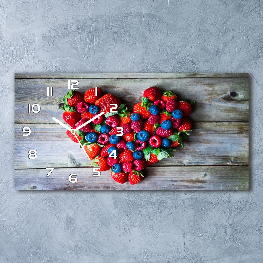 Horloge horizontale en verre Coeurs de fruits