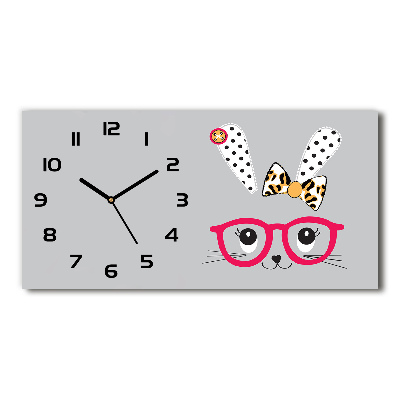 Horloge murale horizontale Lapin avec des lunettes