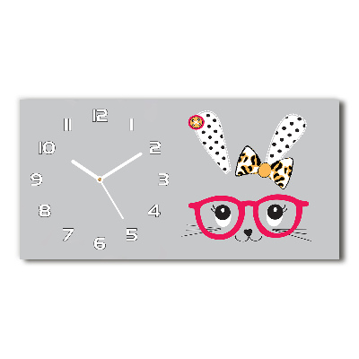 Horloge murale horizontale Lapin avec des lunettes