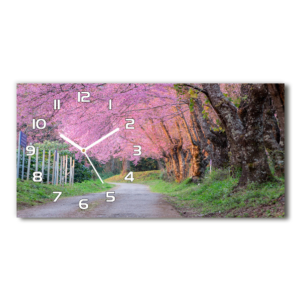 Horloge murale horizontale Fleur de cerisier