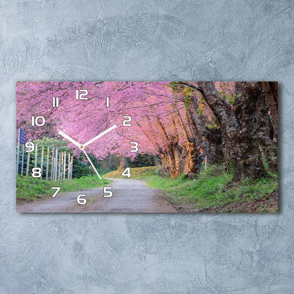 Horloge murale horizontale Fleur de cerisier