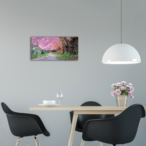 Horloge murale horizontale Fleur de cerisier