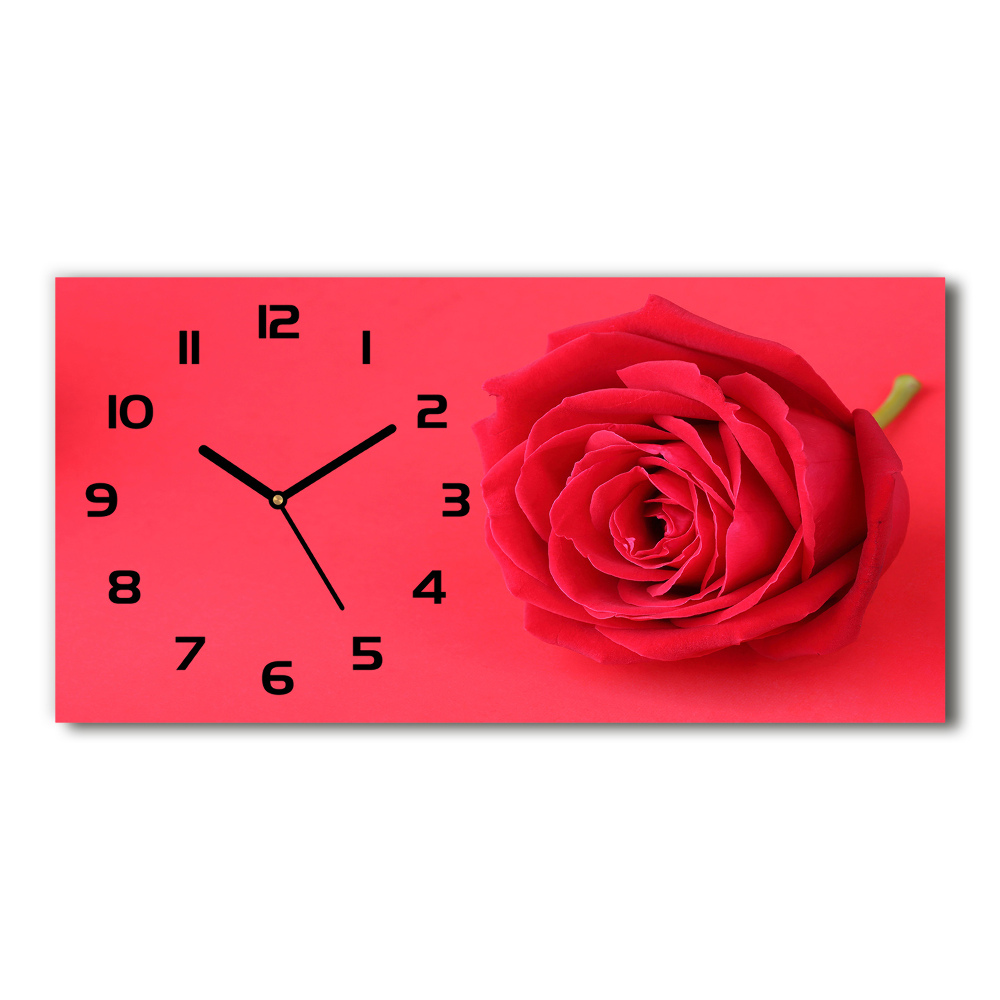 Horloge rectangulaire horizontale Rose rouge