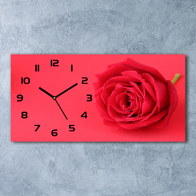 Horloge rectangulaire horizontale Rose rouge