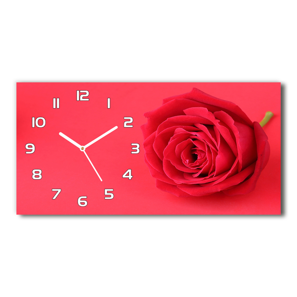 Horloge rectangulaire horizontale Rose rouge