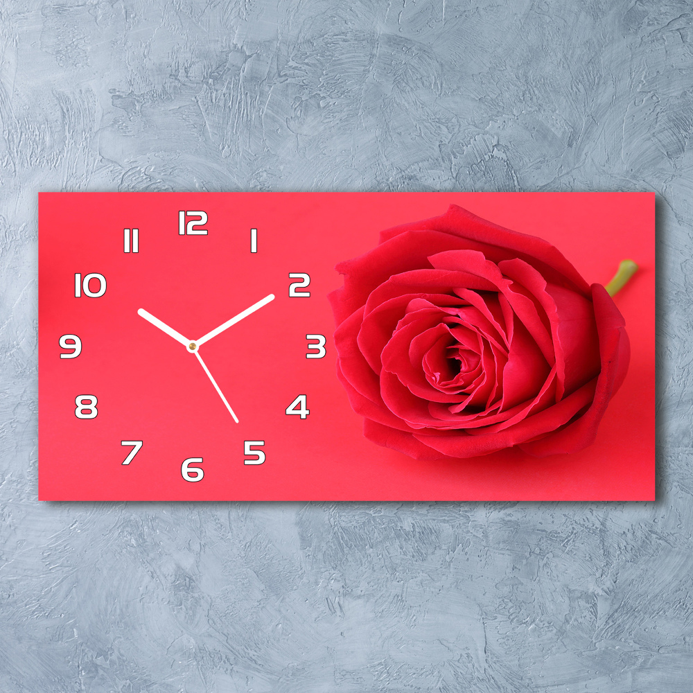 Horloge rectangulaire horizontale Rose rouge