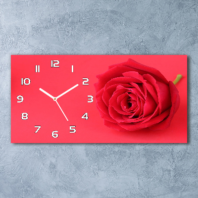 Horloge rectangulaire horizontale Rose rouge