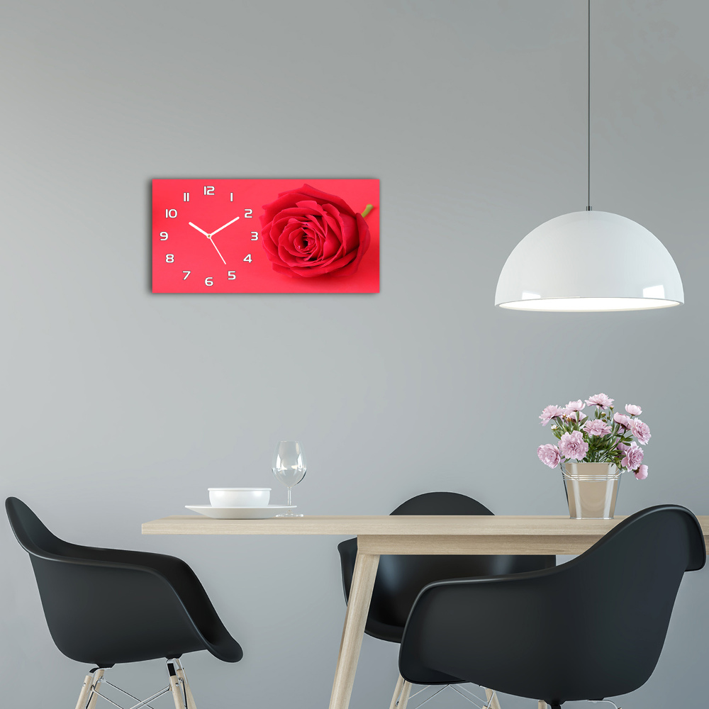 Horloge rectangulaire horizontale Rose rouge