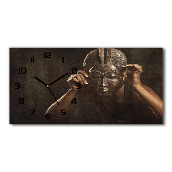Horloge horizontale en verre Masque africain