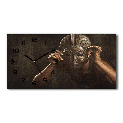 Horloge horizontale en verre Masque africain