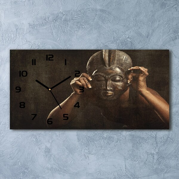 Horloge horizontale en verre Masque africain