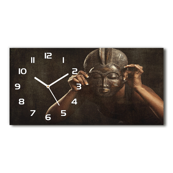 Horloge horizontale en verre Masque africain