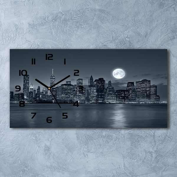 Horloge horizontale en verre New York de nuit