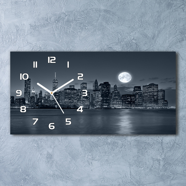 Horloge horizontale en verre New York de nuit