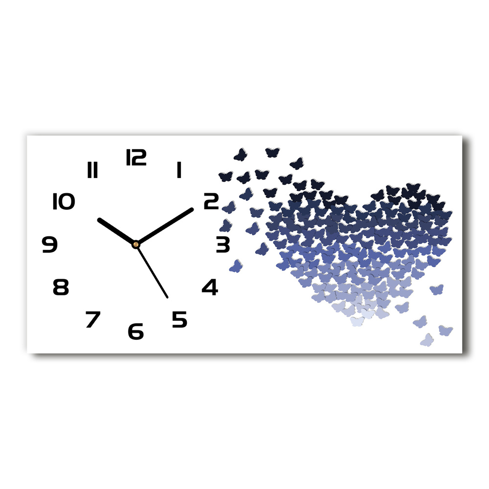 Horloge rectangulaire horizontale Cœur en papillons