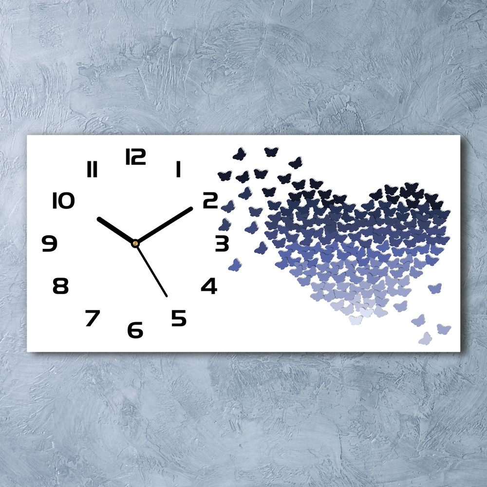 Horloge rectangulaire horizontale Cœur en papillons