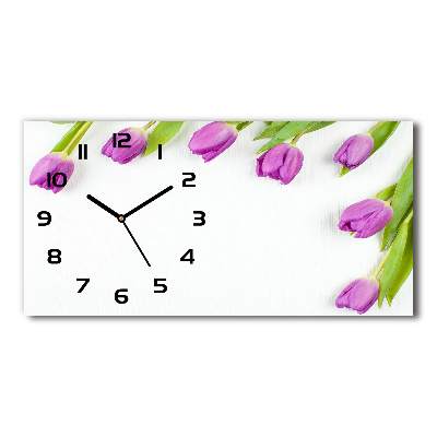 Horloge rectangulaire horizontale Tulipes violettes